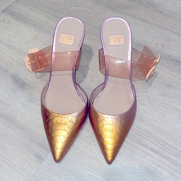 Louise et Cie Shoes - Louise et Cie Gold Heels pumps metallic Pink bronze buckle leather LoTalila